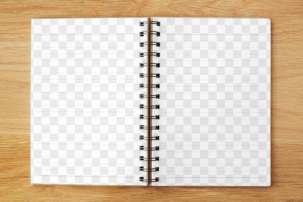 White lined notepaper mockup on a wooden table 