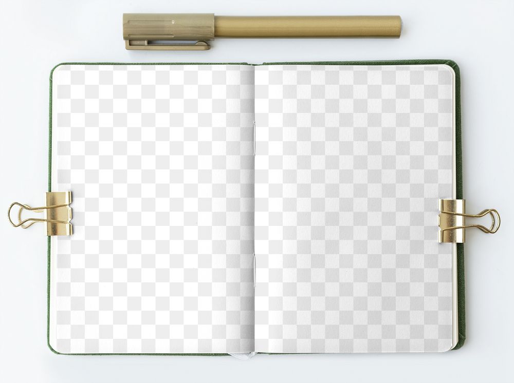 Blank notebook page with bulldog clips design element