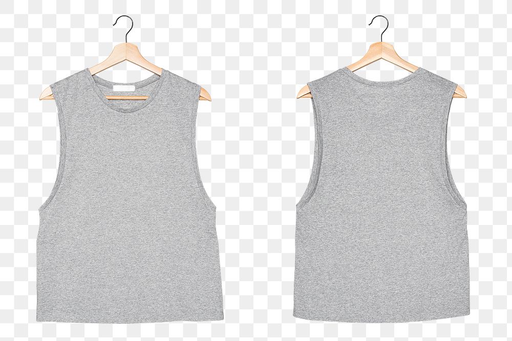 Png gray sleeveless shirt mockup streetwear fashion