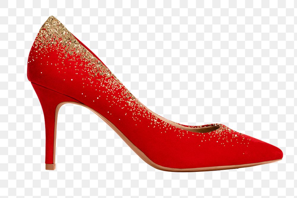 Png red high heels mockup with glitter women’s shoes elegant fashion