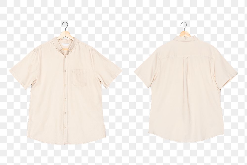 Png beige short sleeve shirt mockup men’s casual apparel