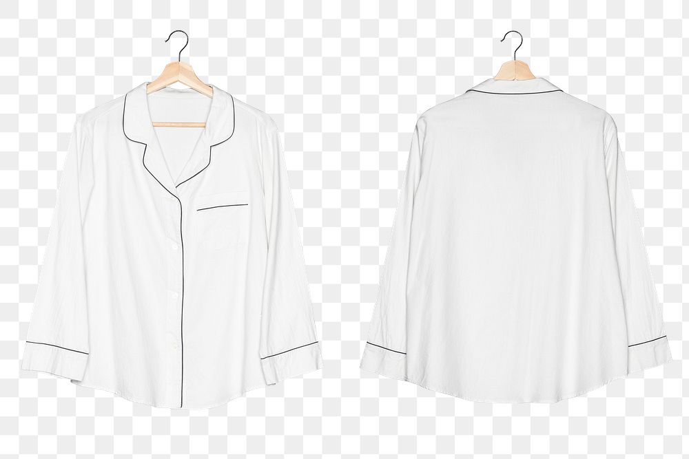 Png white pajama shirt mockup simple nightwear apparel