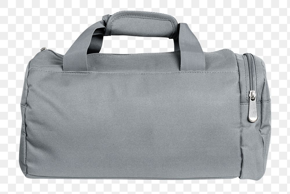 Png gray duffle bag mockup unisex accessory