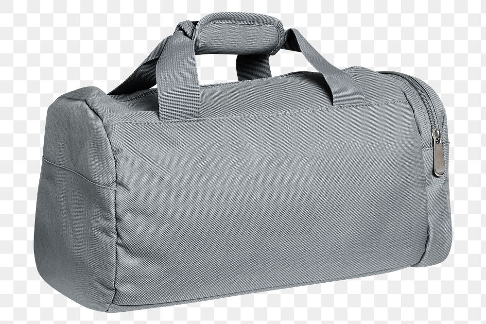 Png gray duffle bag mockup unisex accessory
