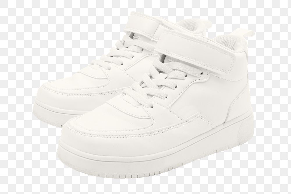 Png white high top sneakers mockup unisex footwear fashion