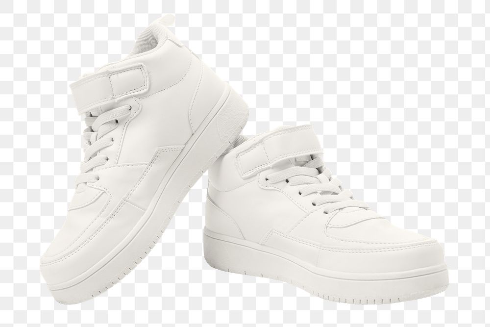Png white high top sneakers mockup unisex footwear fashion