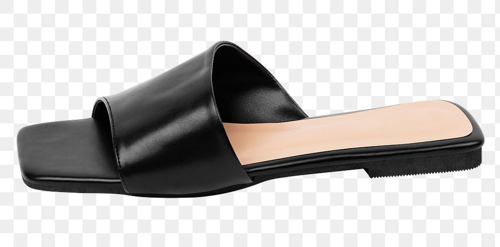Png black mule sandals mockup summer footwear fashion