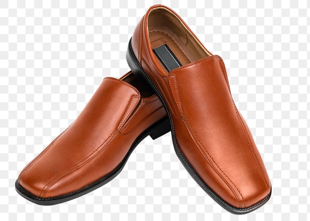 Png leather slip-on mockup brown men’s shoes fashion