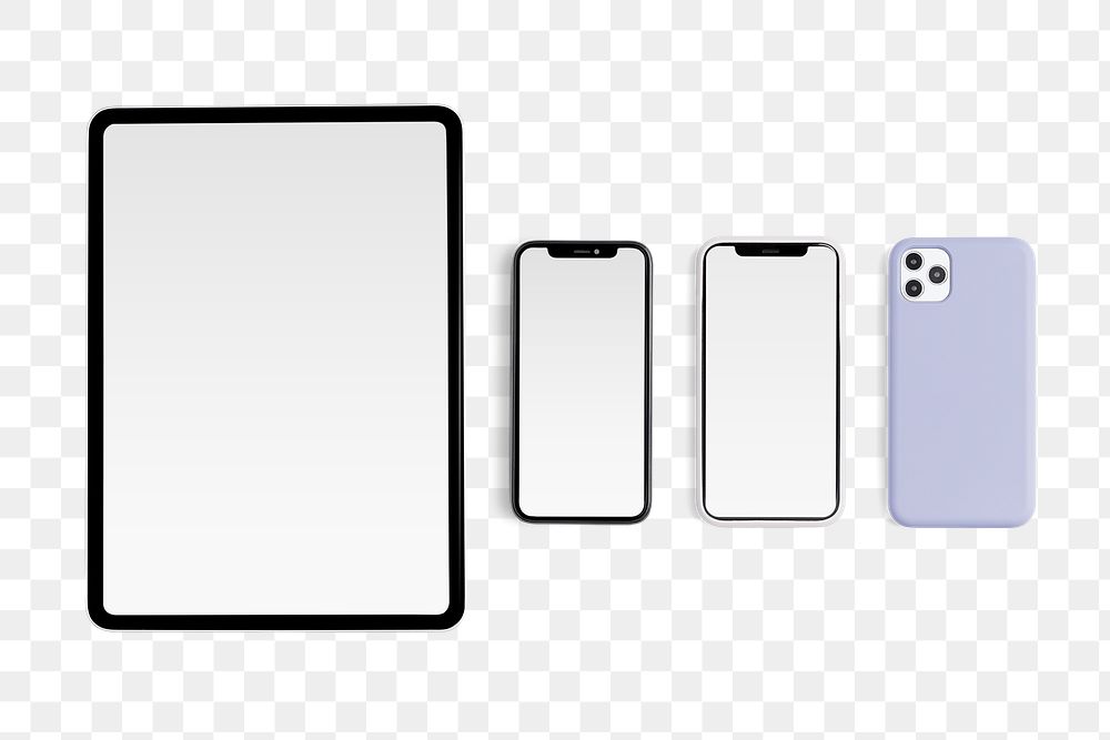 Tablet and phone screen png mockup digital device