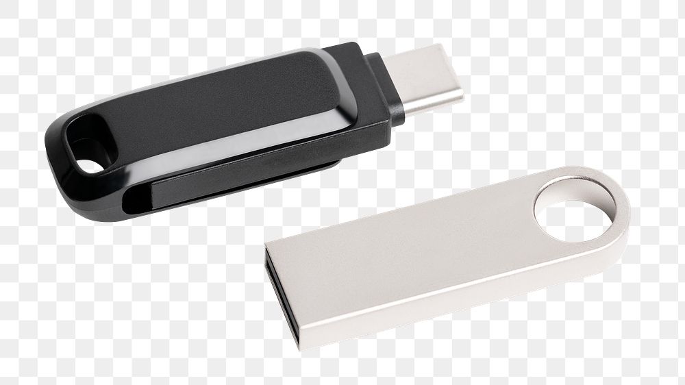 USB flash drive png mockup set technology data storage device