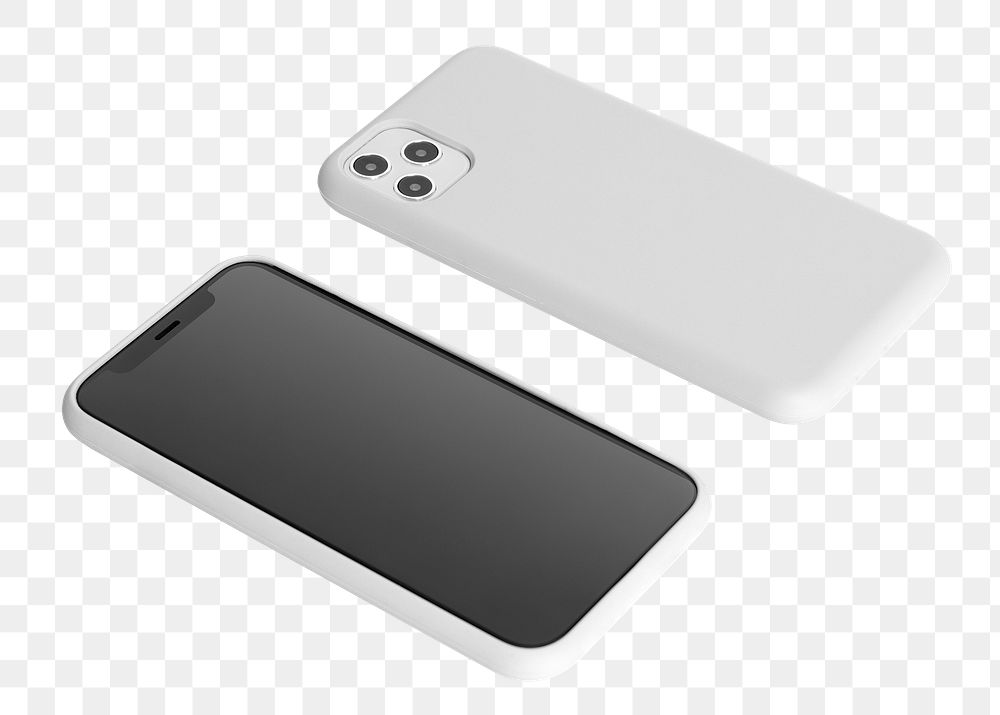 White mobile phone case mockup png product showcase front and back