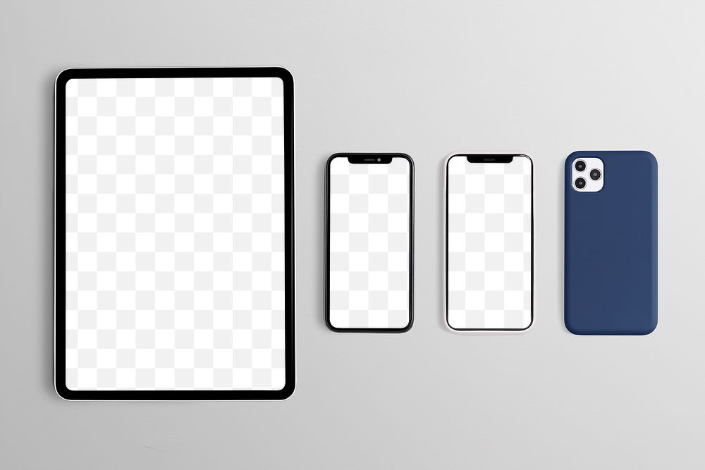 Tablet and phone screens png mockup digital device