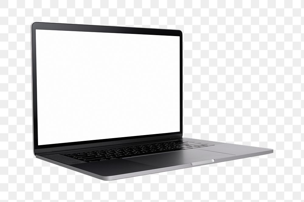 Laptop black screen mockup png digital device