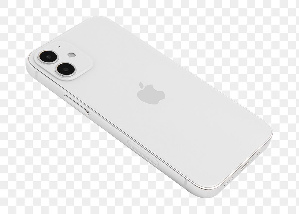 White Apple iPhone 12 Mini png phone rear view mockup. SEPTEMBER 17, 2020 - BANGKOK, THAILAND