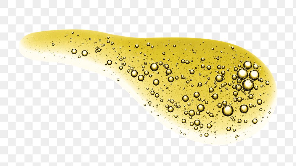 PNG yellow liquid bubble macro shot cosmetic product