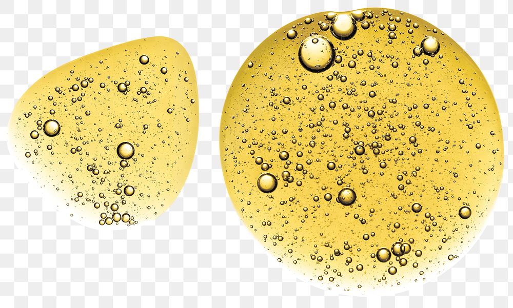 PNG yellow liquid bubble macro shot cosmetic product