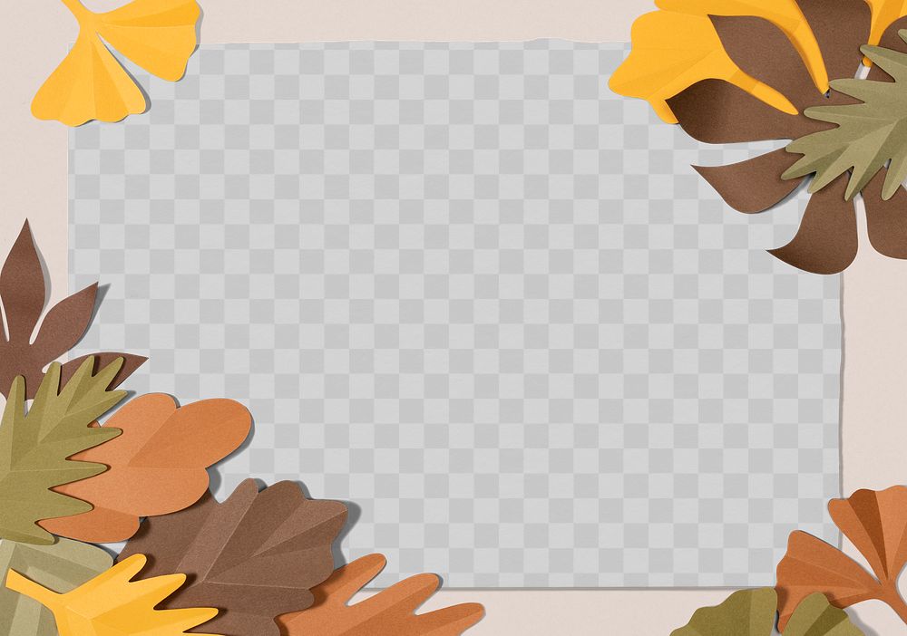 Png autumn leaf frame mockup flat lay style