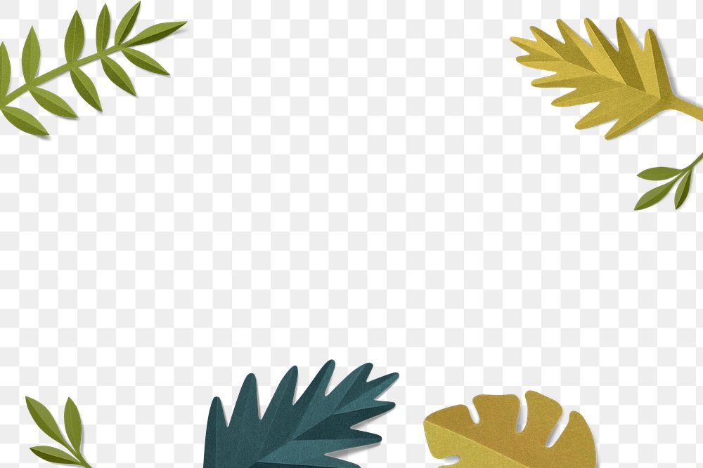 Png spring leaf border in flat lay style