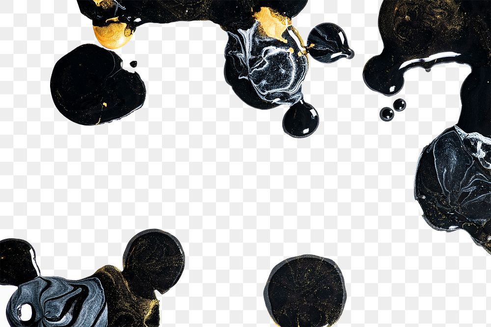 Aesthetic liquid marble black border png handmade background experimental art