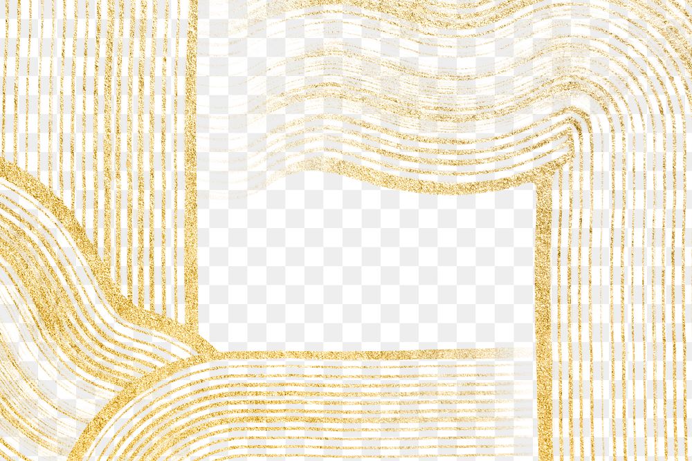 DIY textured wave frame png in gold experimental abstract art