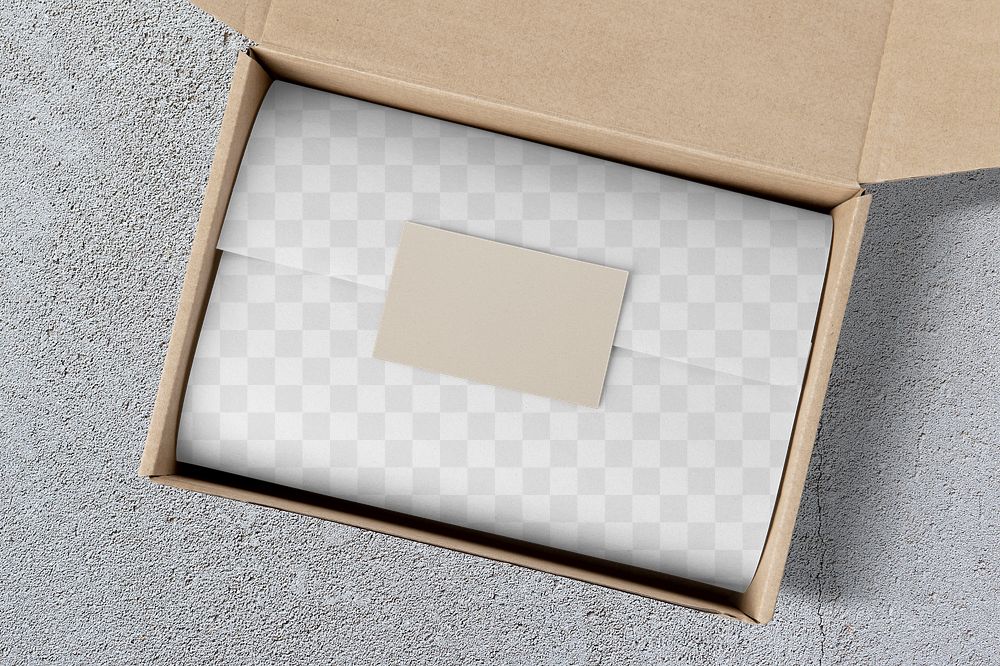 Wrapping paper png mockup transparent inside a gift box