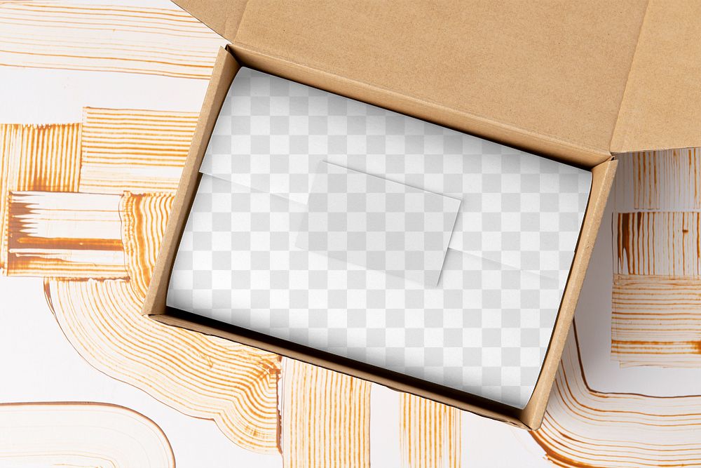 Kraft box packaging mockup png in abstract style
