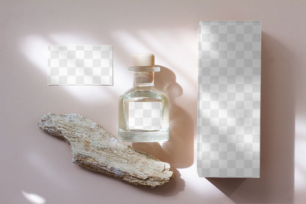 Glass perfume bottle mockup png minimal beauty product packaging