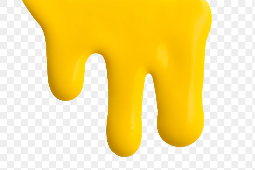 Yellow dripping paint png element