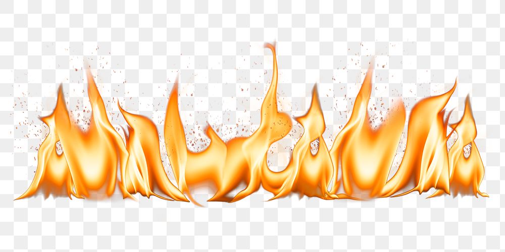 Burning flame png border, realistic fire transparent image