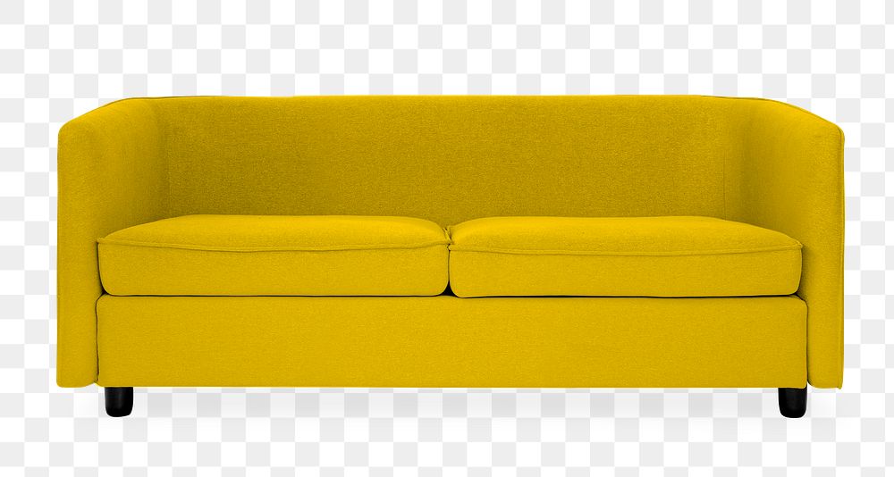 Yellow tuxedo sofa png mockup living room furniture