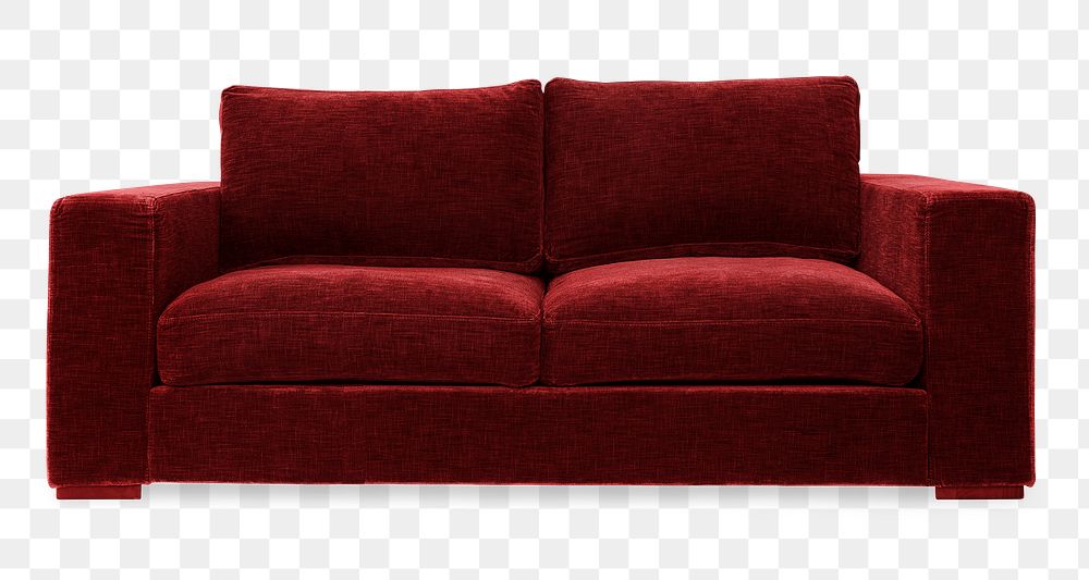 Red modern sofa png mockup living room furniture