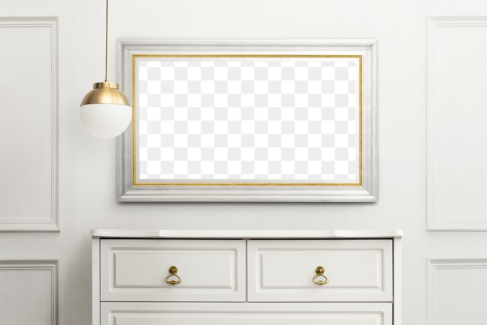 Picture frame png mockup in a luxury living room
