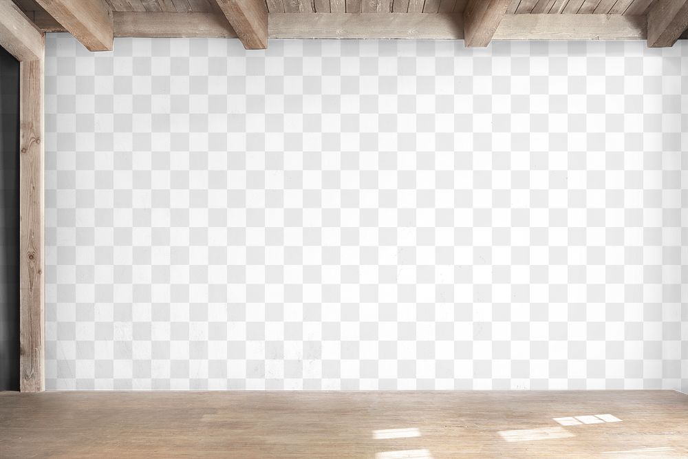 Room png wall mockup with wooden floor