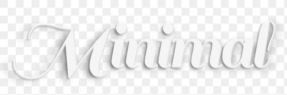 Minimal png word sticker in 3D white text style