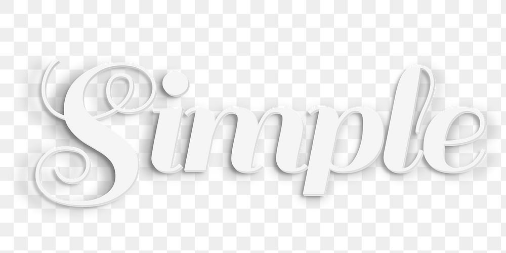 Simple png word sticker in 3D white text style