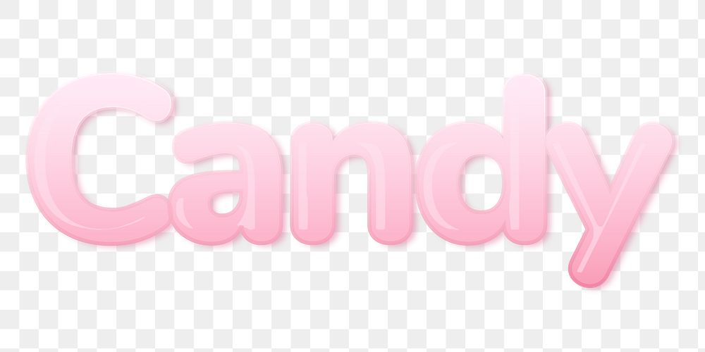 Candy png word sticker in pink bubble gum text style
