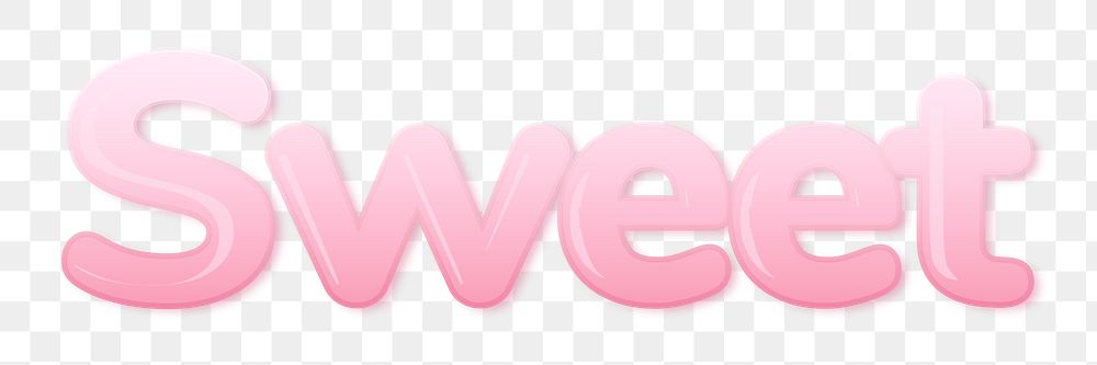 Sweet png word sticker in pink bubble gum text style