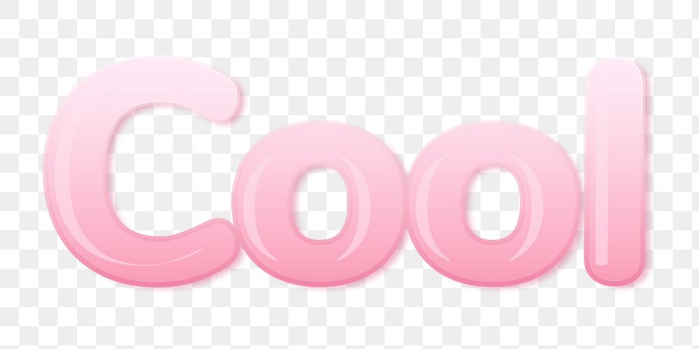 Cool png word sticker in pink bubble gum text style