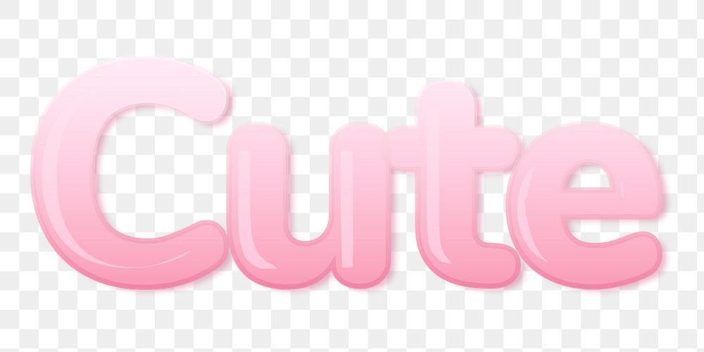 Cute png word sticker in pink bubble gum text style
