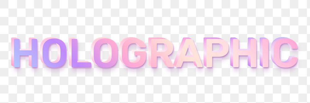Holographic png word sticker in colorful text style