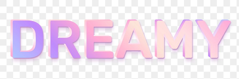 Dreamy png word sticker in holographic text style