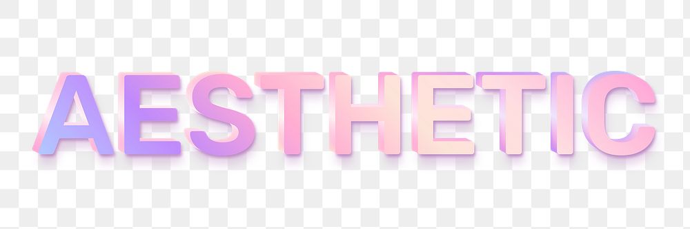 Aesthetic png word sticker in holographic text style