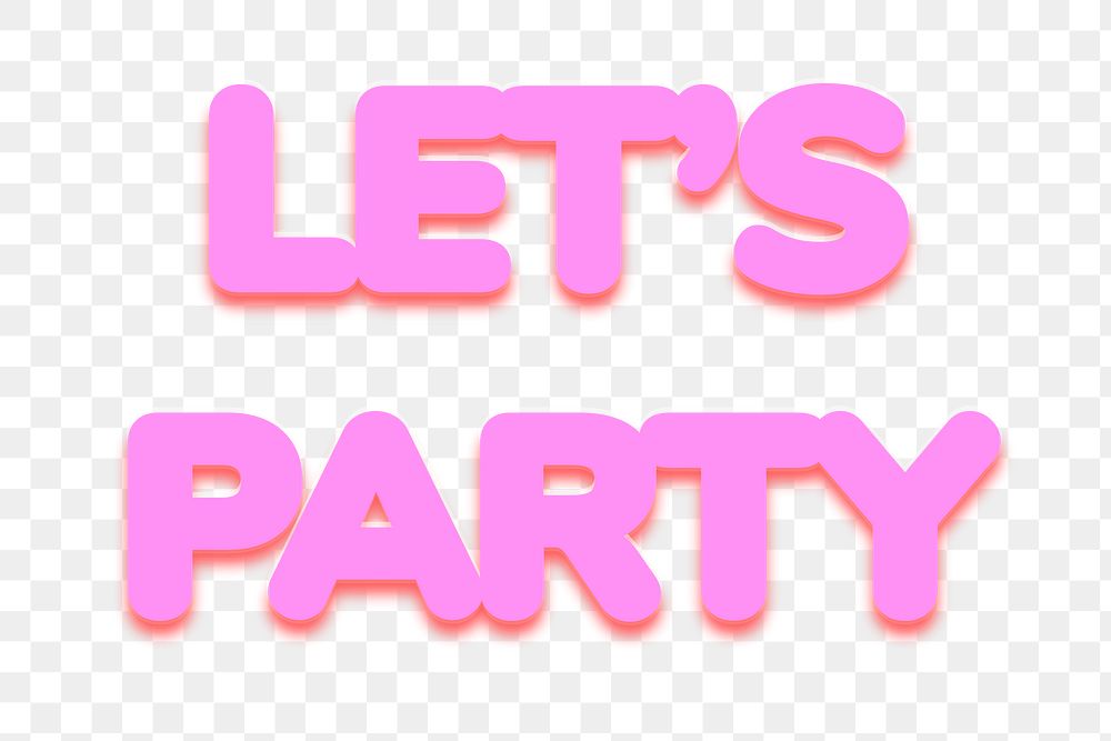 Let's party png word sticker in bold text style