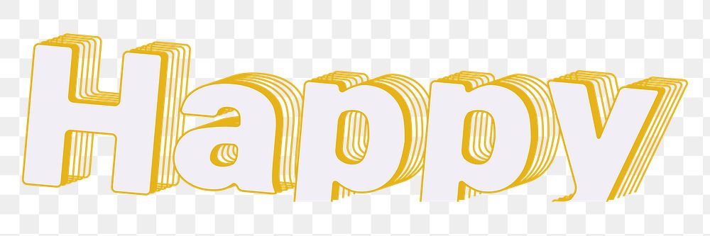 Happy png word sticker in layered text style