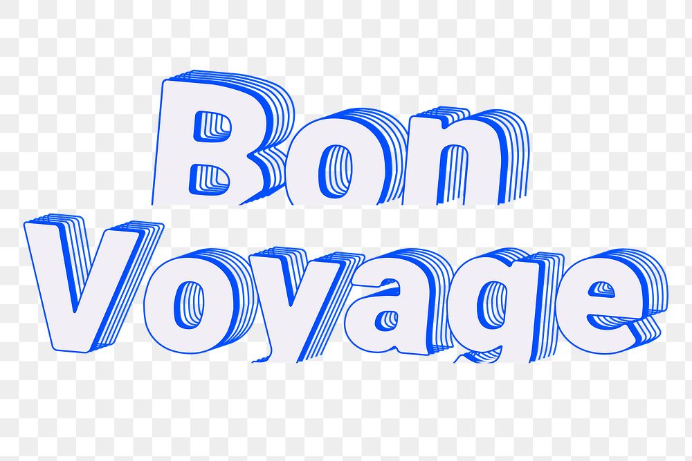 Bon voyage png word sticker in layered text style