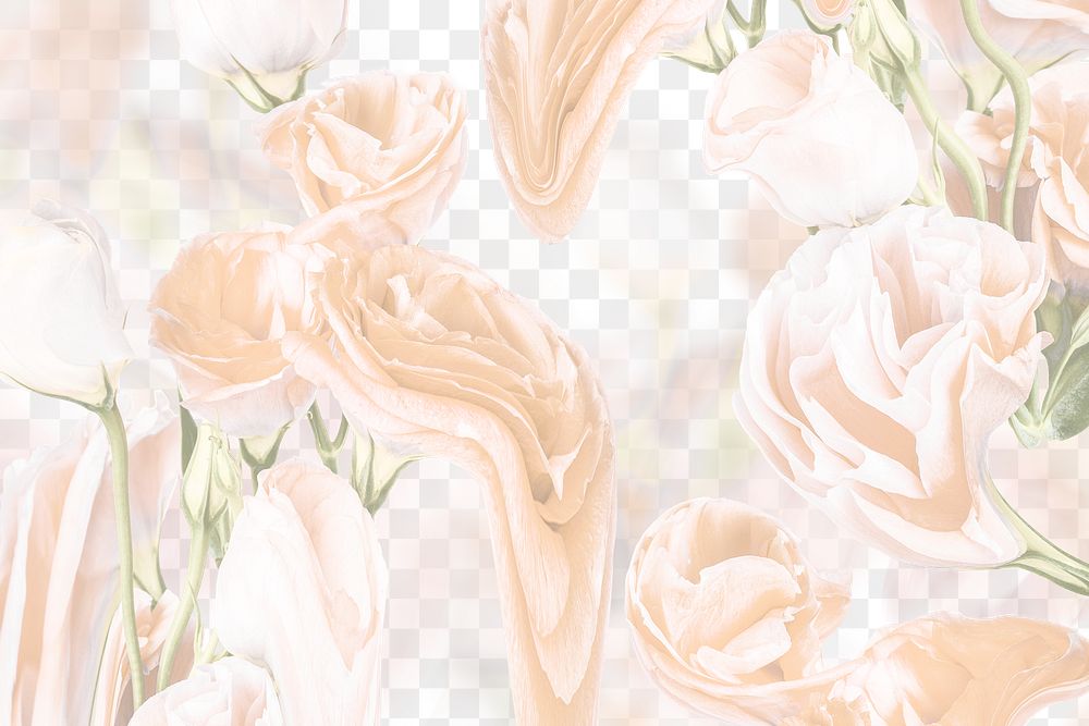Floral background PNG, beige flower trippy abstract design