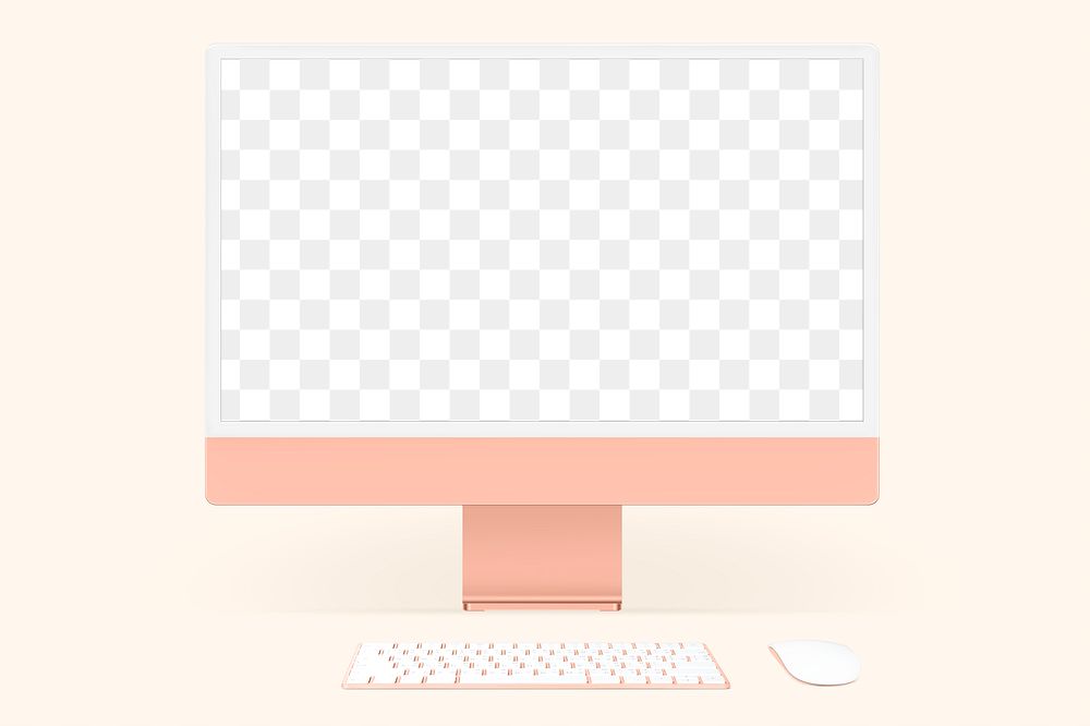 Computer screen png mockup orange pastel digital device minimal style