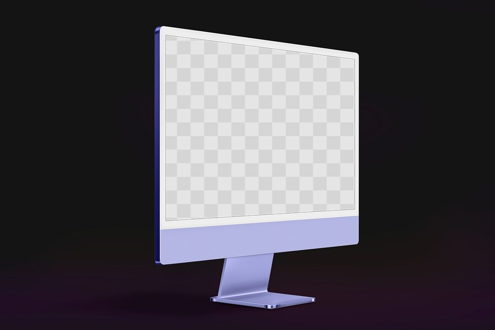Computer screen png mockup purple digital device minimal style