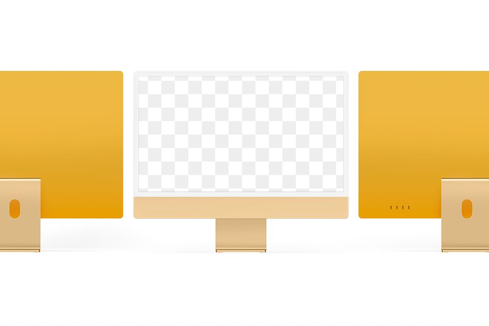 Computer screen png mockup yellow digital device minimal style