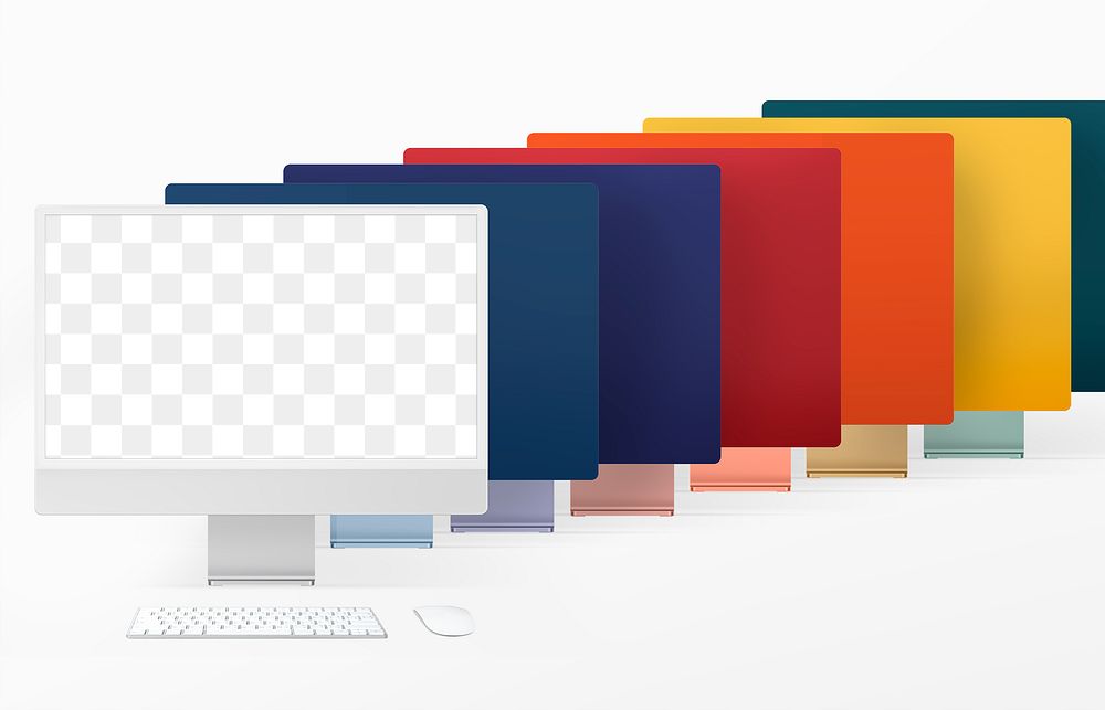 Colorful computer png mockup digital devicein minimal style